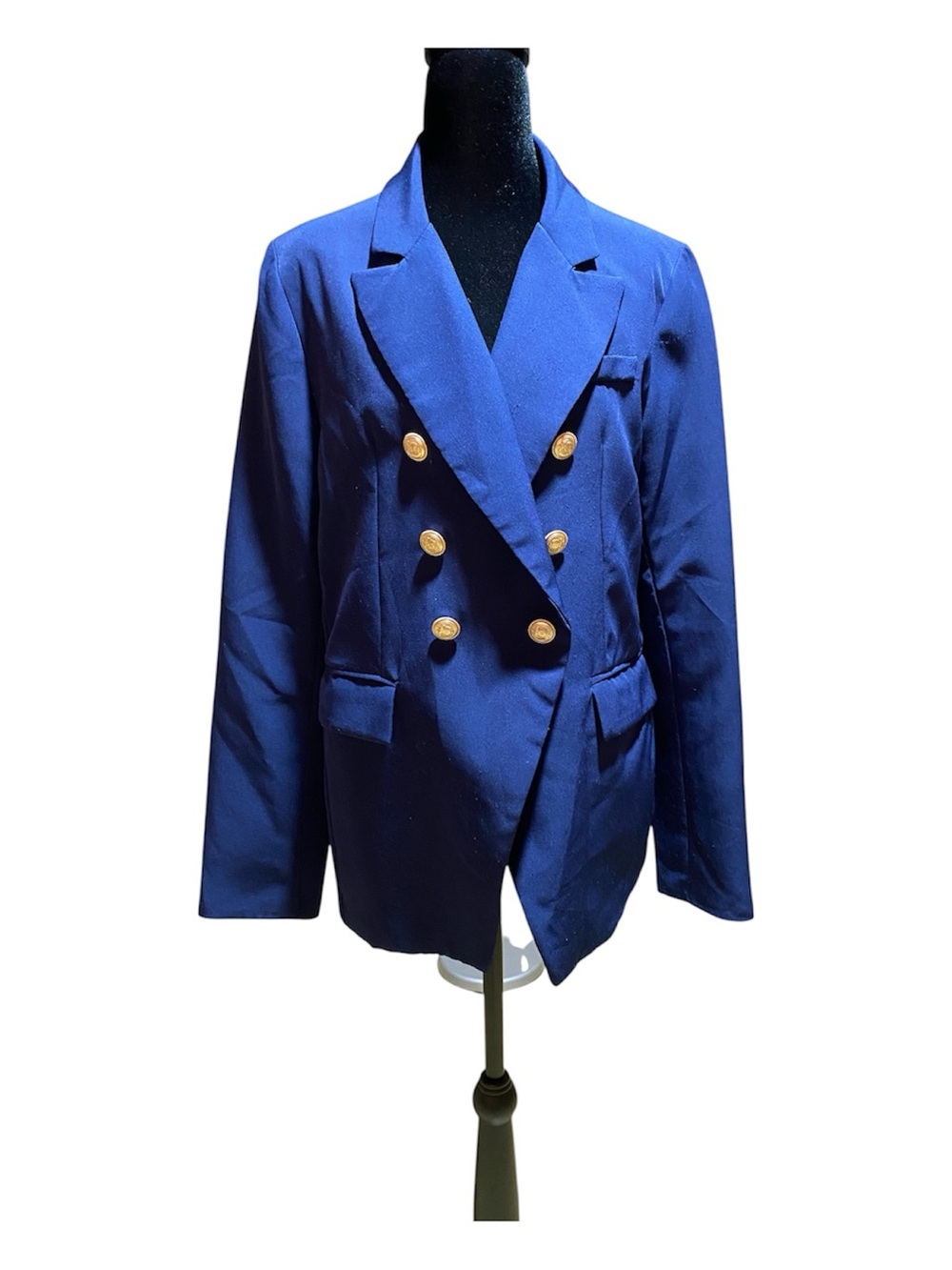 Double-Breasted Navy Blue Blazer with Gold Buttons